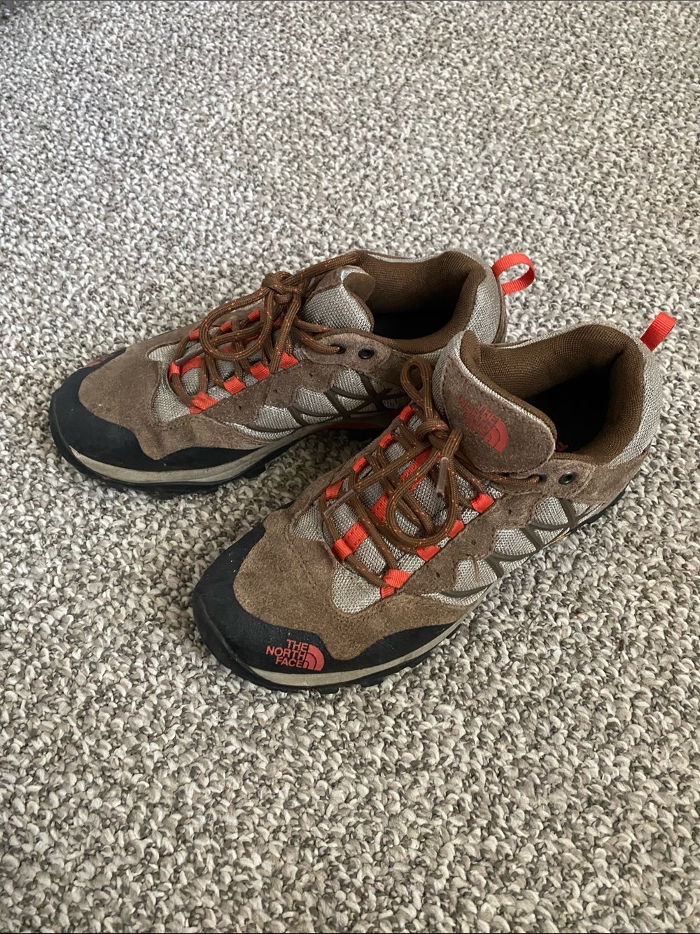 The North Face Brown Suede Trail Shoes with Orange Accents